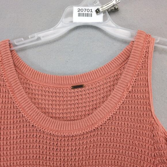 Free People Open Shoulder Waffle Knit Sweater Women's L Apricot Cotton Fringe - Picture 10 of 10